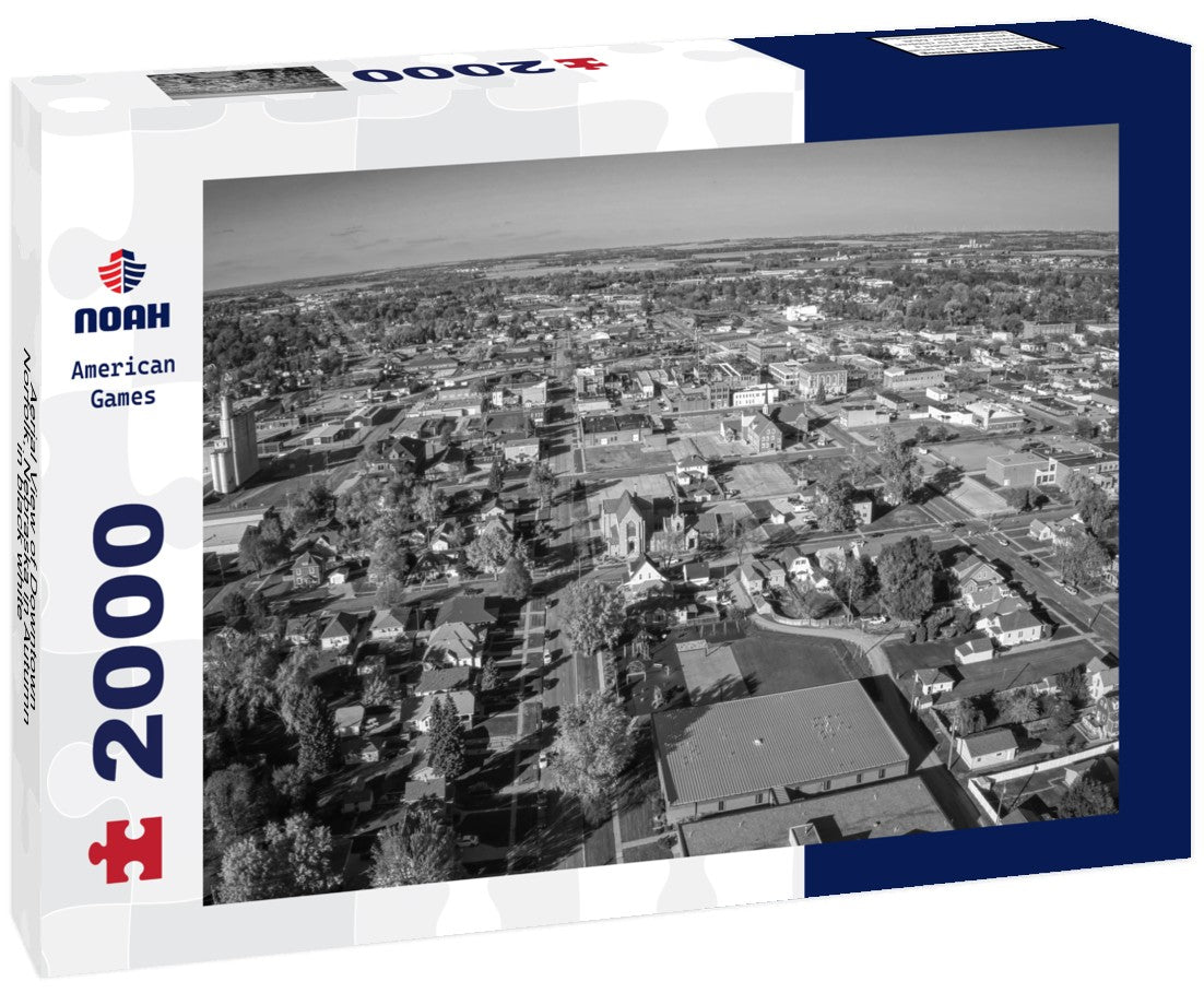 Aerial View of Downtown Norfolk, Nebraska in Autumn 2000pc PuzzleBlack and White