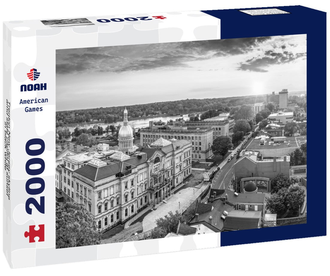 Trenton New Jersey skyline amd state capitol at sunset 2000pc PuzzleBlack and White