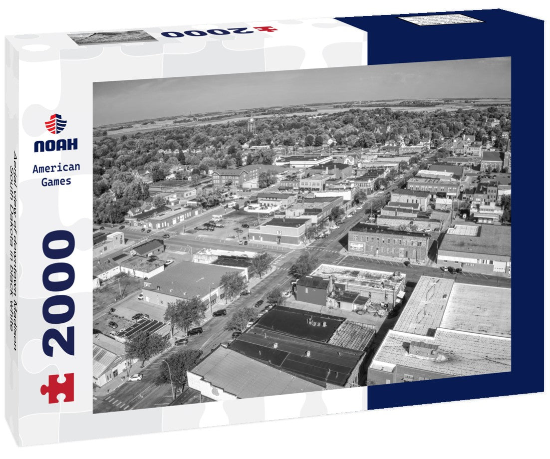 Aerial view of downtown Madison, South Dakota 2000pc PuzzleBlack and White