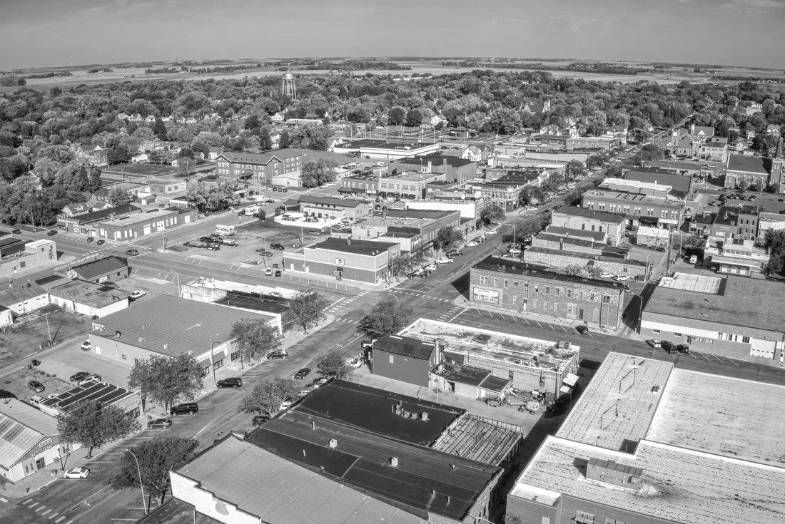 Aerial view of downtown Madison, South Dakota 2000pc PuzzleBlack and White