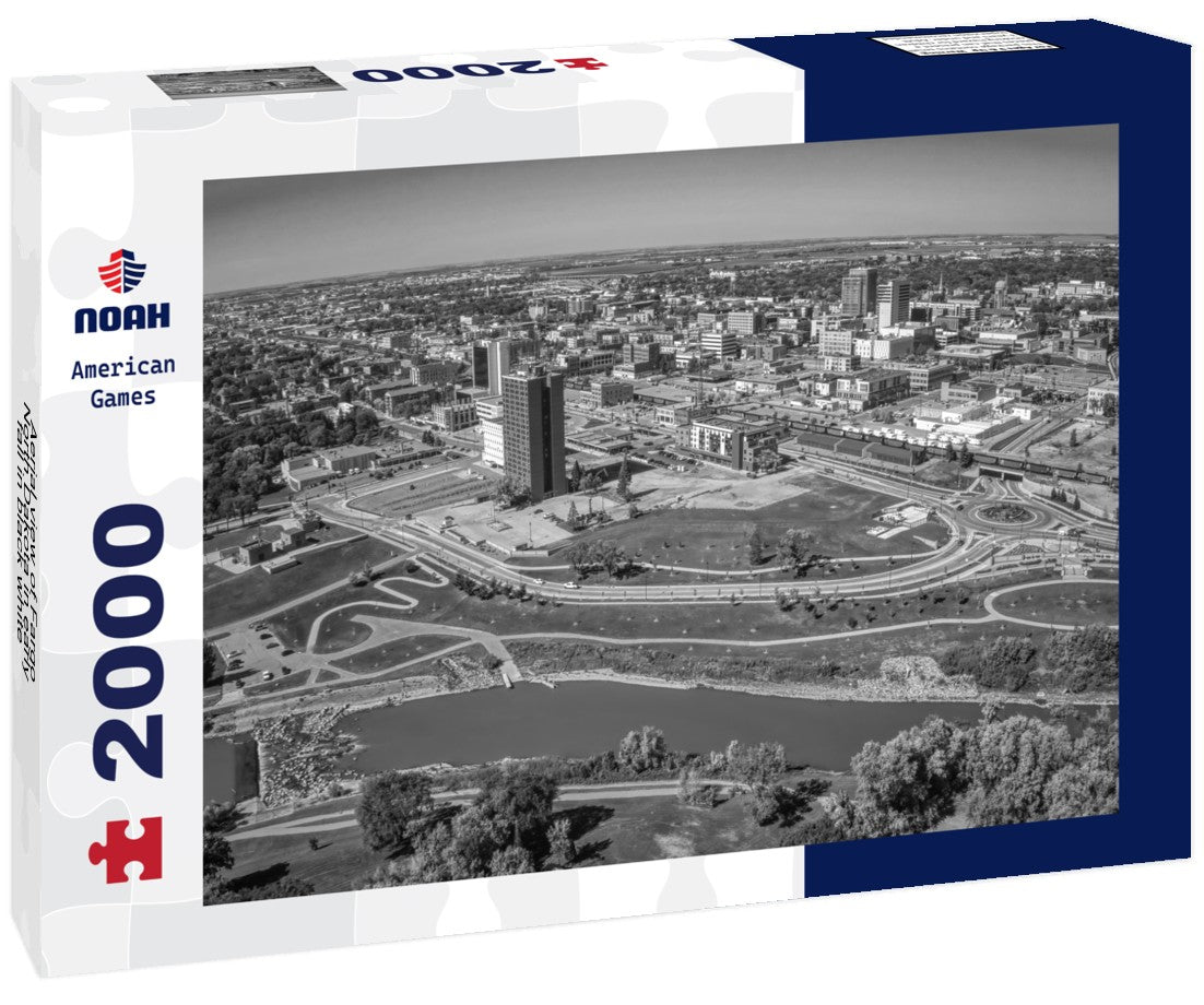 Aerial view of Fargo, North Dakota in early fall 2000pc PuzzleBlack and White
