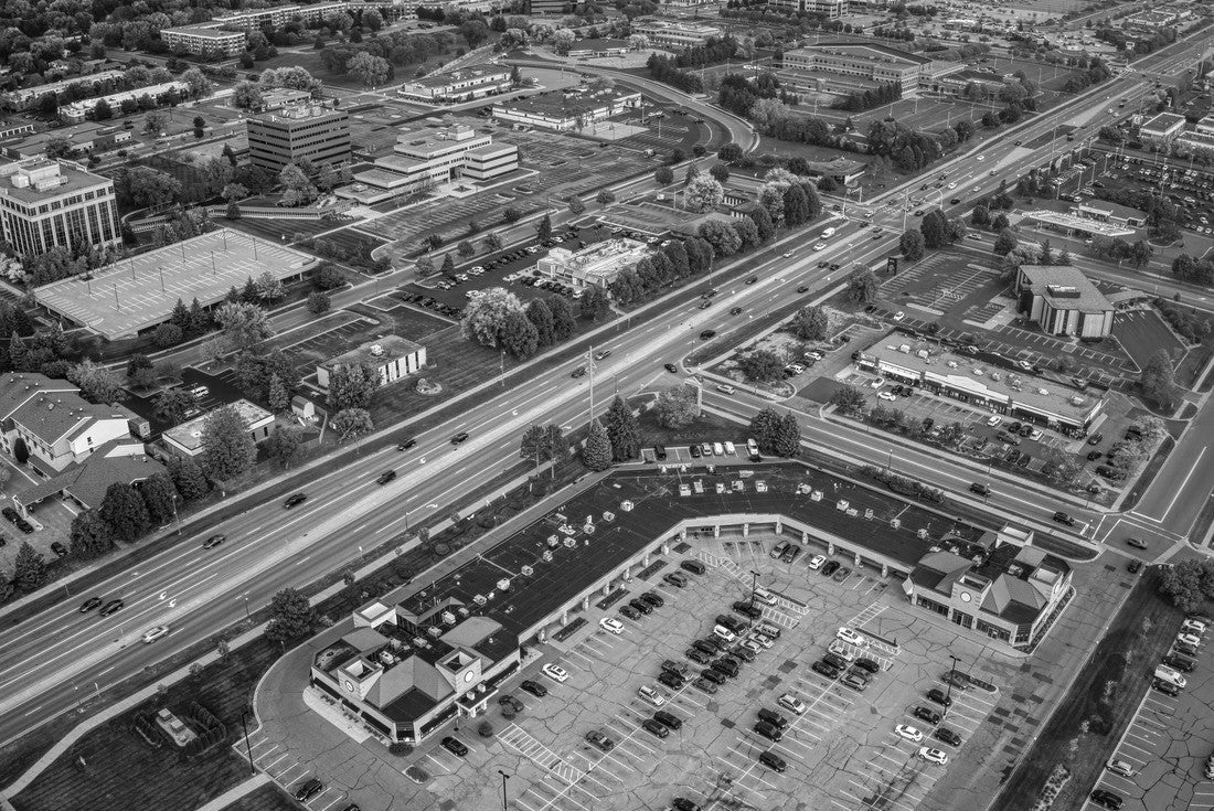 Aerial View of the Twin Cities Outer Suburb of Apple Valley, Minnesota 2000pc PuzzleBlack and White