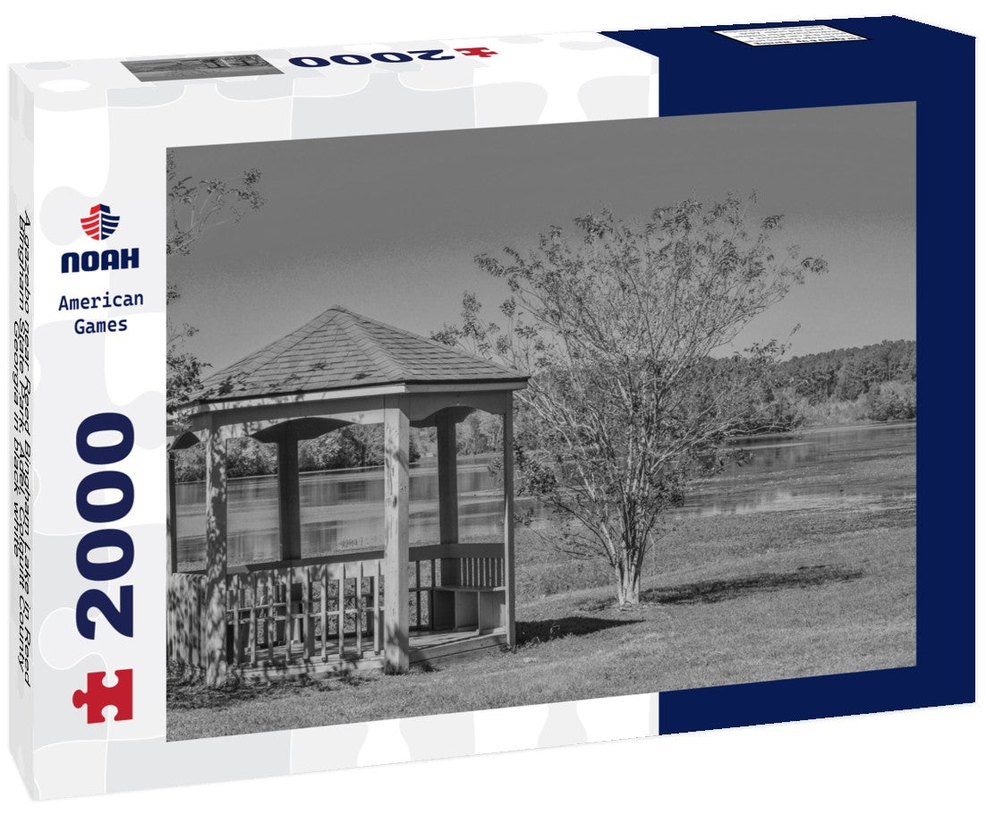A gazebo near Reed Bingham Lake in Reed Bingham State Park, Adel, Colquitt County, Georgia 2000pc PuzzleBlack and White