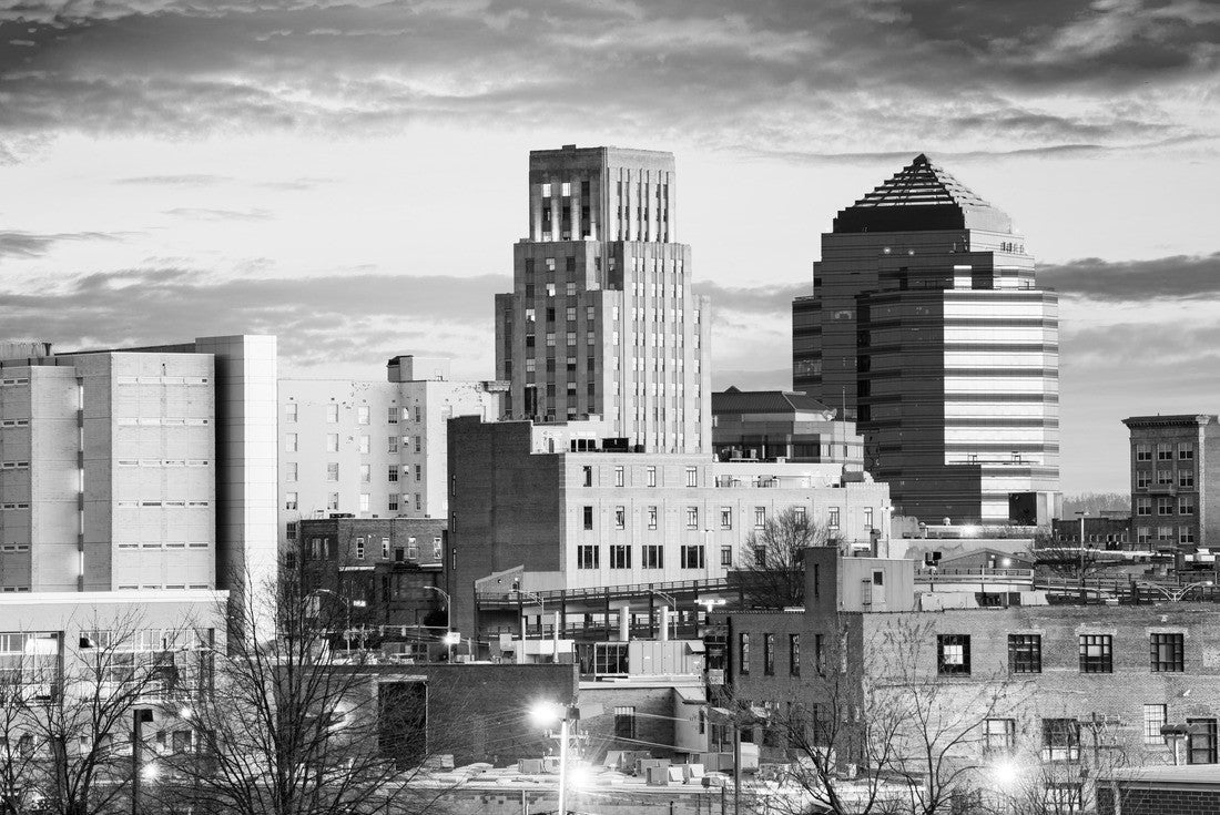 Durham, North Carolina, USA downtown skyline at dawn 2000pc PuzzleBlack and White
