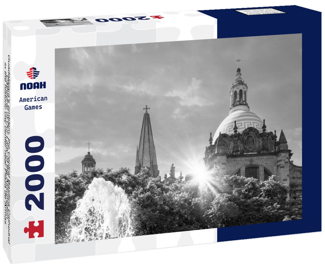 Guadalajara's emblem, the Central Basilica Cathedral, Cathedral of Our Lady of the Assumption, in the historic city center near Plaza de Armas and Liberation Square 2000pc PuzzleBlack and White