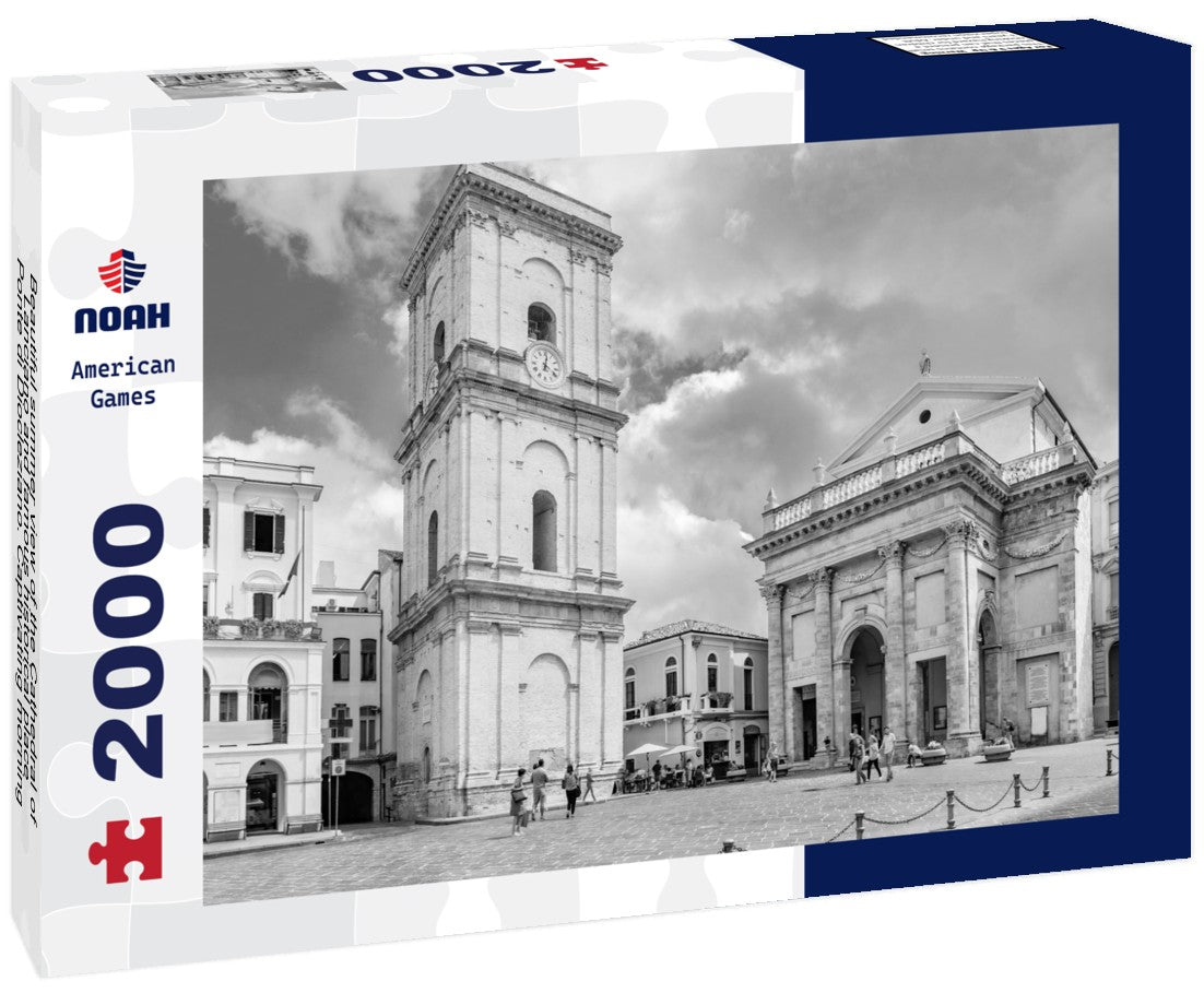 Beautiful summer view of the Cathedral of Lanciano and famous historical place - Ponte di Diocleziano. Captivating morning city view of Lanciano, Italy 2000pc PuzzleBlack and White