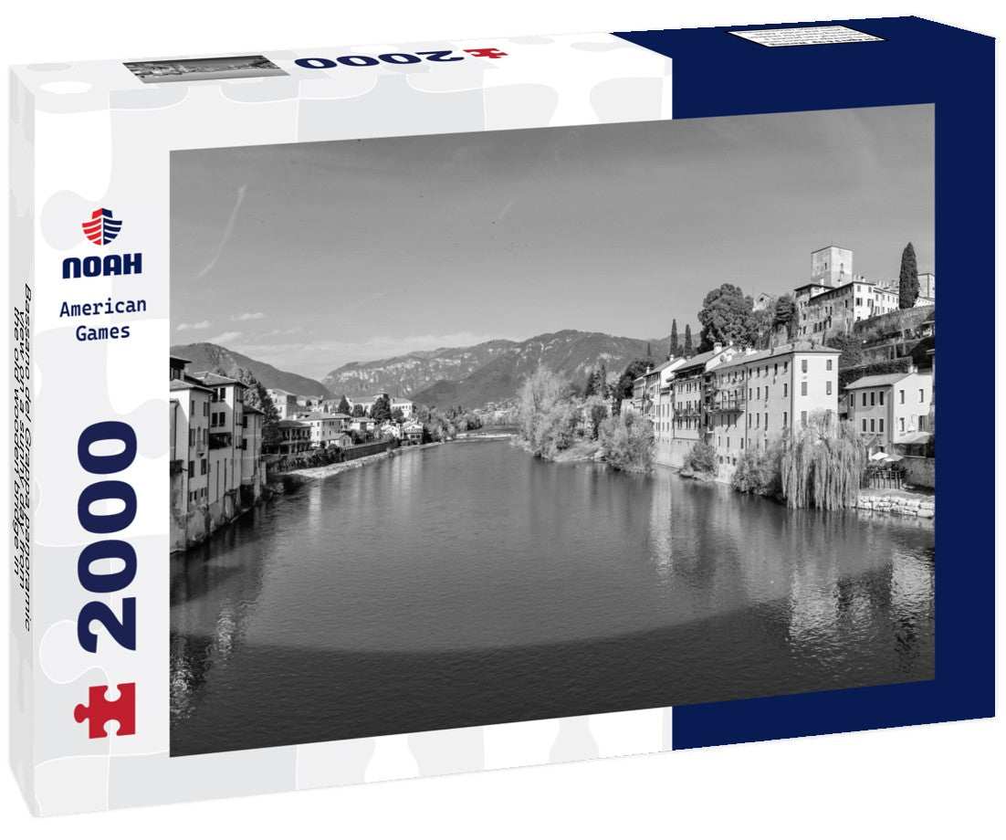 Bassano del Grappa on a sunny day from the old wooden bridge 2000pc PuzzleBlack and White