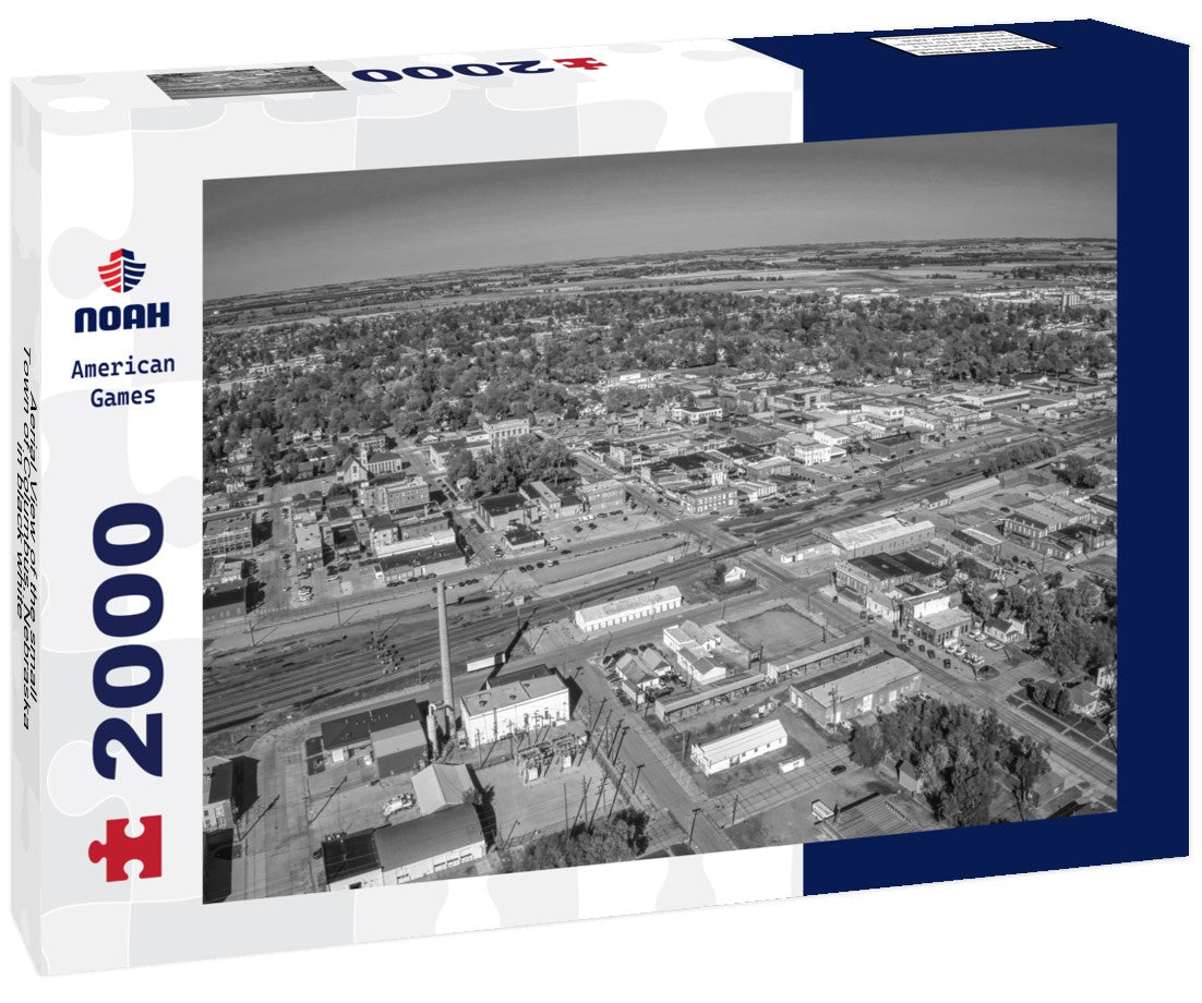 Aerial View of the small Town of Columbus, Nebraska 2000pc PuzzleBlack and White