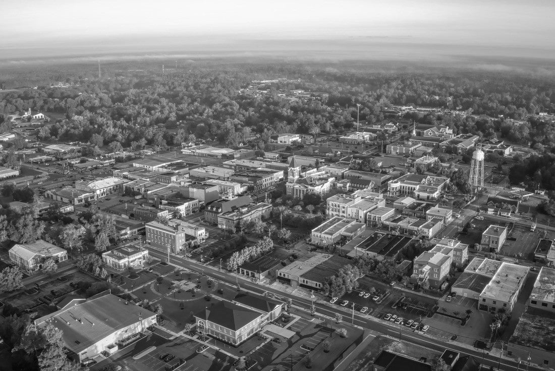 Aerial View of Downtown Statesboro, Georgia in Autumn 2000pc PuzzleBlack and White