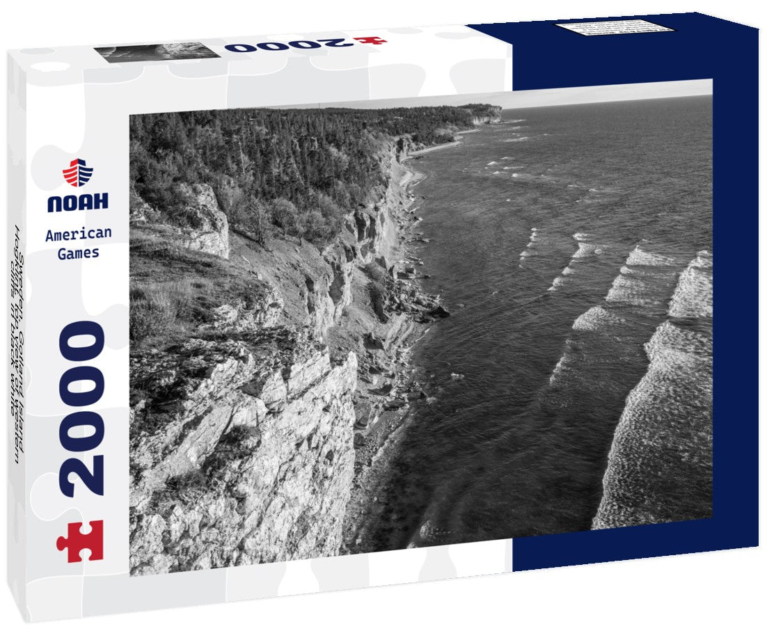 Sweden, Gotland Island, Hogklint, top view of western cliffs 2000pc PuzzleBlack and White