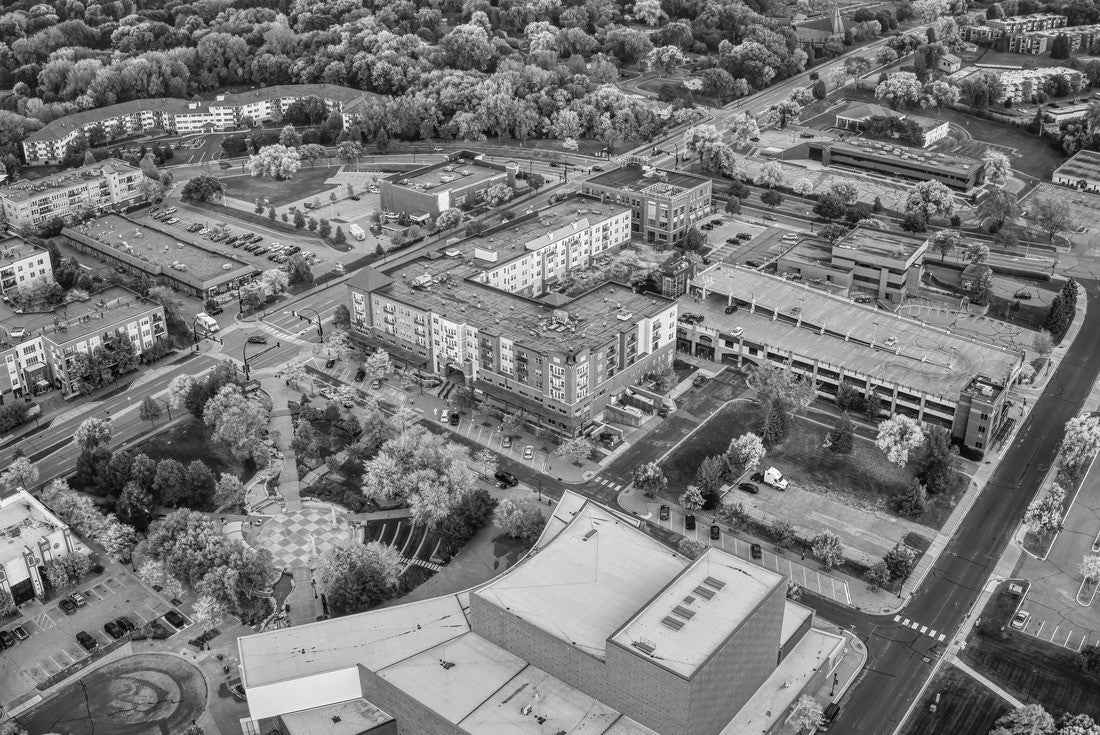 Aerial View of the Twin Cities Suburb of Burnsville, Minnesota 2000pc PuzzleBlack and White