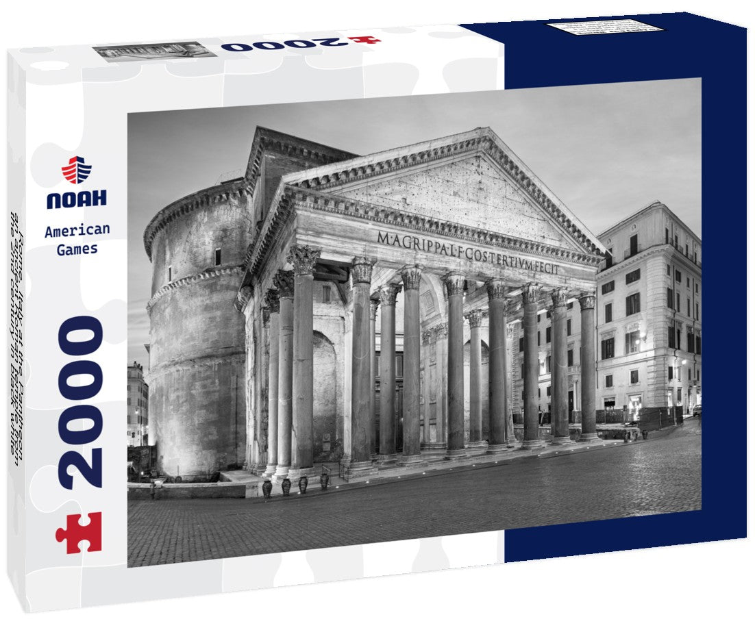 Rome, Italy at the Pantheon, an ancient Roman temple from the 2nd century 2000pc PuzzleBlack and White
