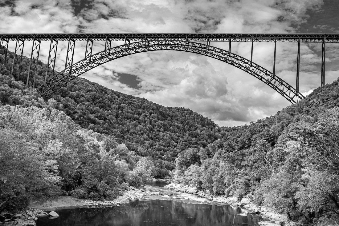 Noah Jigsaw Puzzle The New River Gorge Bridge at New River Gorge National Park and Preserve during the Autumn leaf color change near Fayetteville, West Virginia in black white 2000 pieces