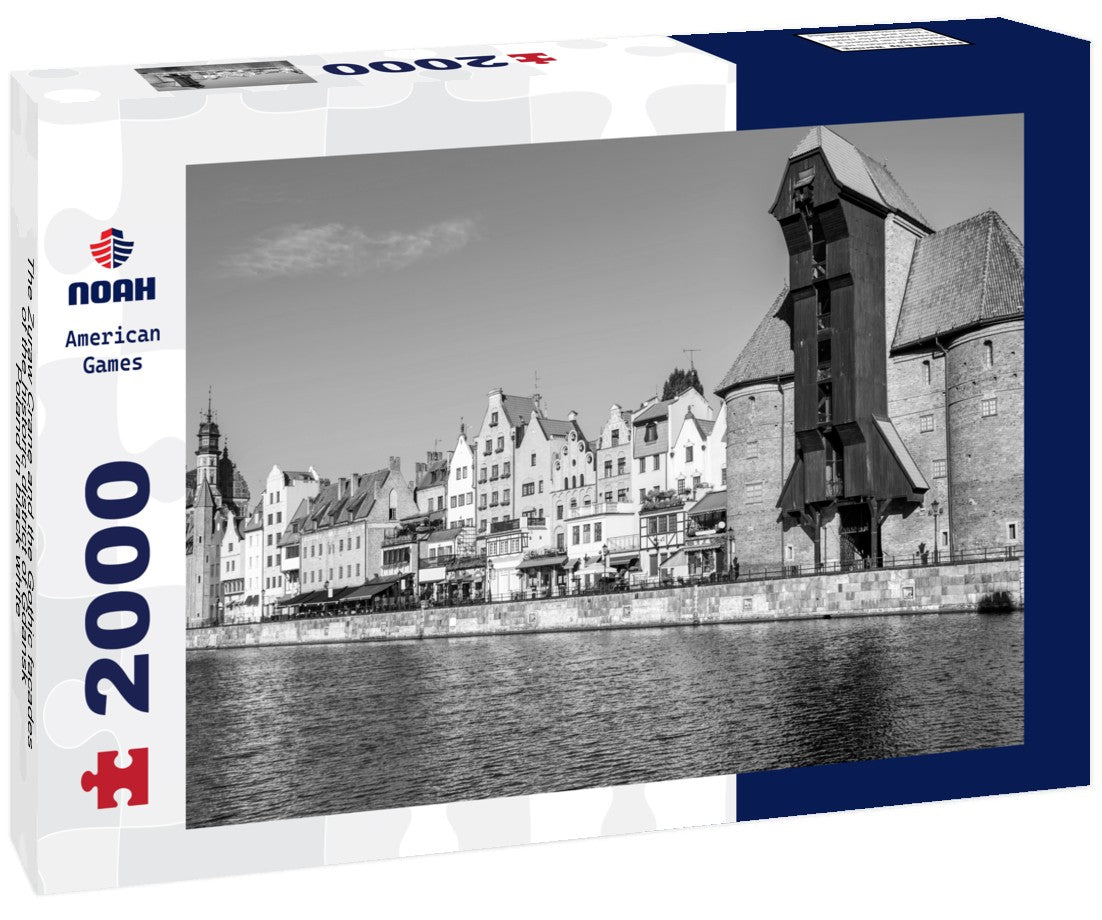 The Zuraw Crane and the Gothic facades of the historic district of Gdansk, Poland 2000pc PuzzleBlack and White