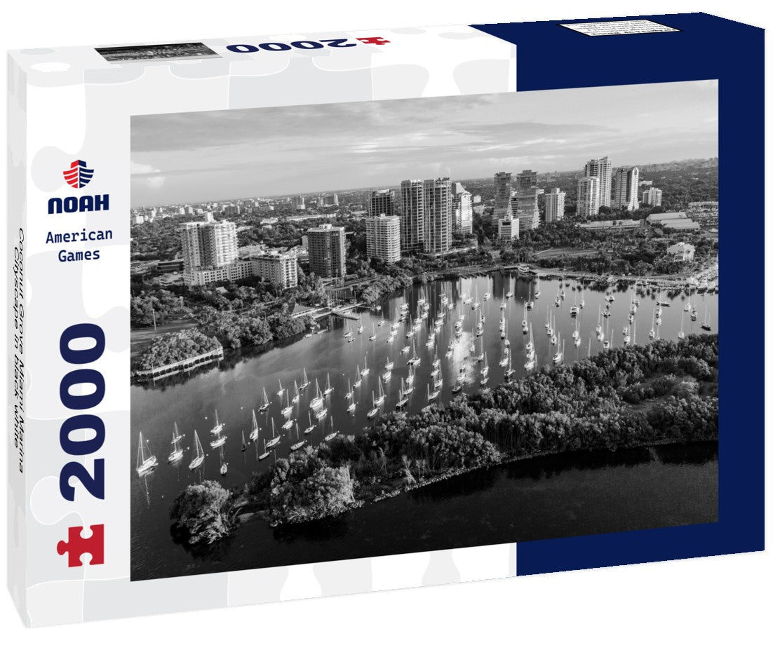 Coconut Grove Miami Marina Cityscape 2000pc PuzzleBlack and White