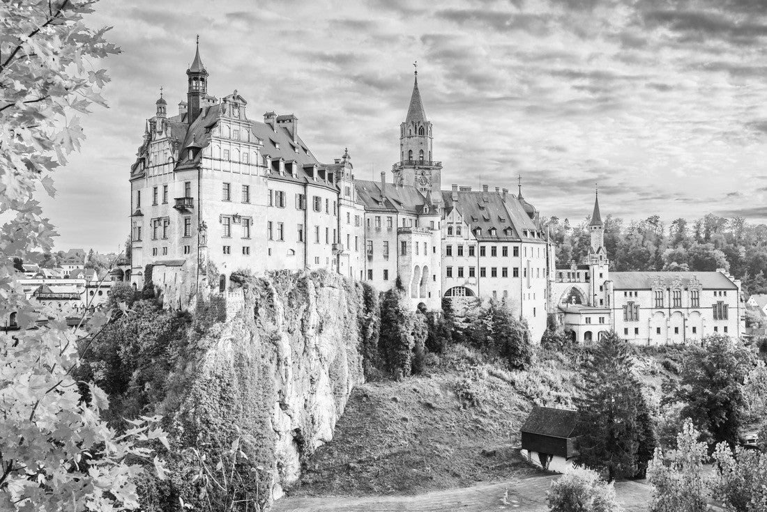 Sigmaringen, Germany. Baden-Württemberg is the royal castle of Sigmaringen on the rock, colorful autumn landscape 2000pc PuzzleBlack and White