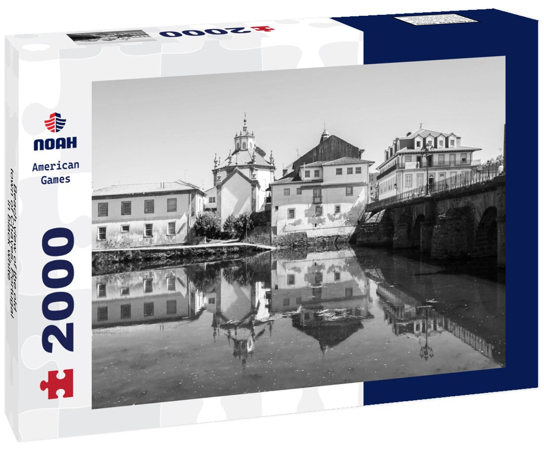 Beach view of the old town of Chaves, Portugal 2000pc PuzzleBlack and White