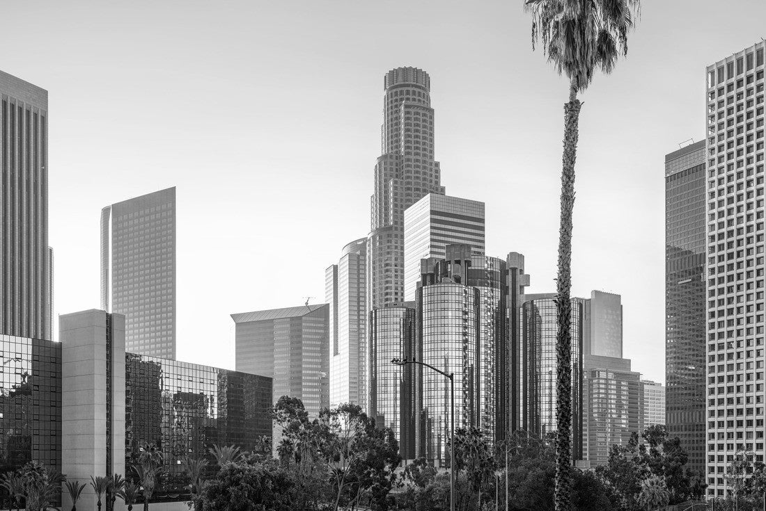 Skyline of Los Angeles at sunrise, California 2000pc PuzzleBlack and White