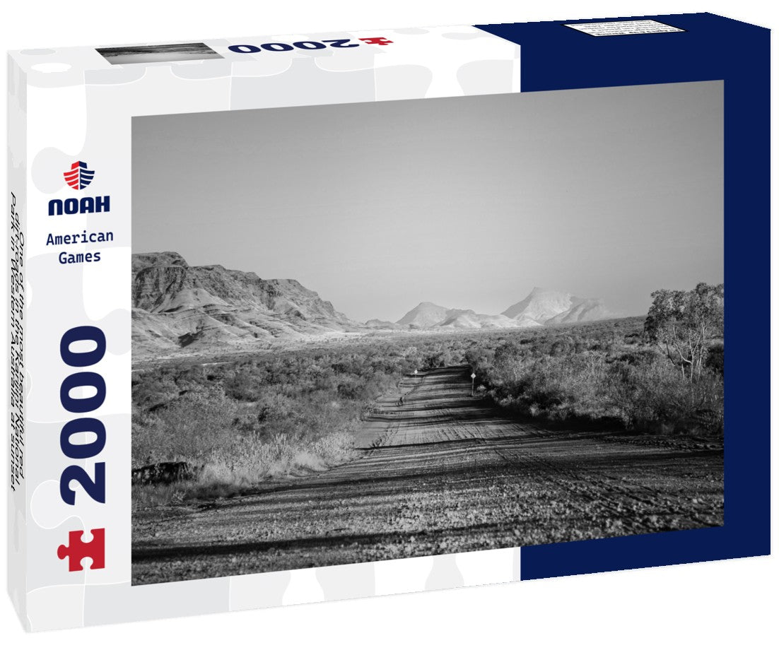 One of the most beautiful red dirt-roads in the Karijini National Park in Western Australia at sunset 2000pc PuzzleBlack and White