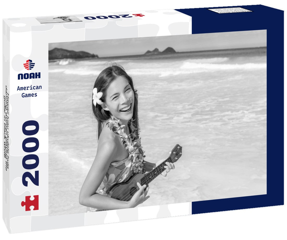 Hawaii luau ukulele hula dancing woman playing the guitar 2000pc PuzzleBlack and White