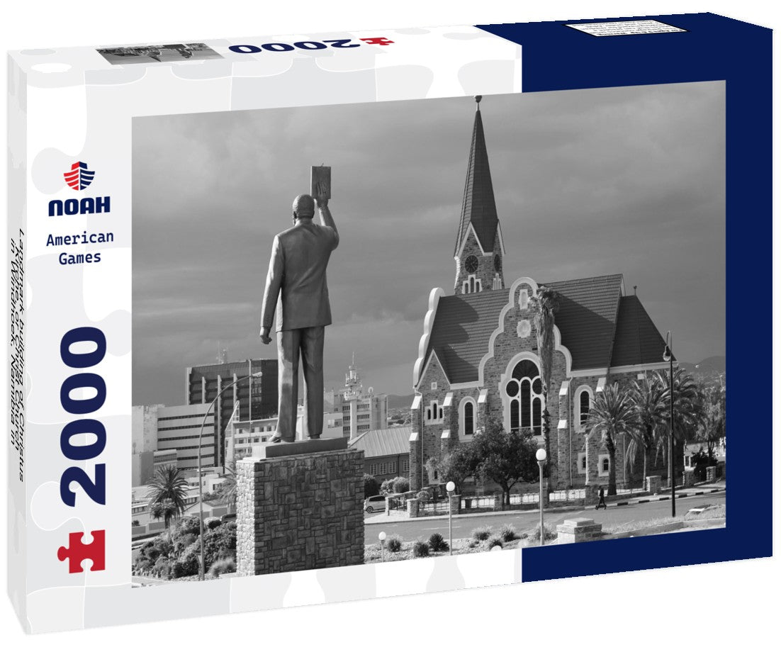 Landmark building of Christus Kirche, or Christ Church in Windhoek, Namibia 2000pc PuzzleBlack and White