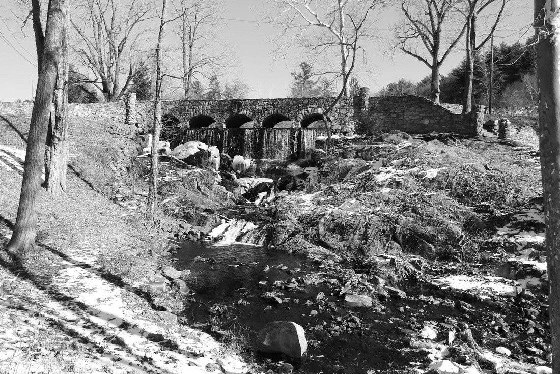 The winter landscape of Case Falls in Manchester, Hartford County, Connecticut 2000pc PuzzleBlack and White