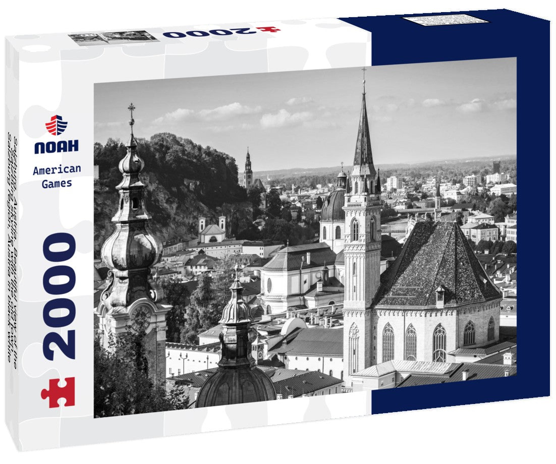 Salzburg, Austria. Beautiful view of the Salzburg skyline with the old town, Salzburg region, Austria 2000pc PuzzleBlack and White