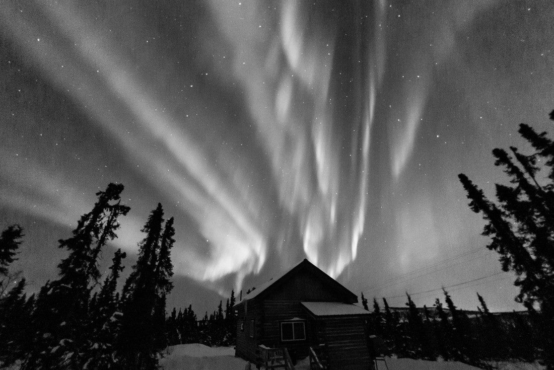 Beautiful aurora in Fairbanks, Alaska 2000pc PuzzleBlack and White