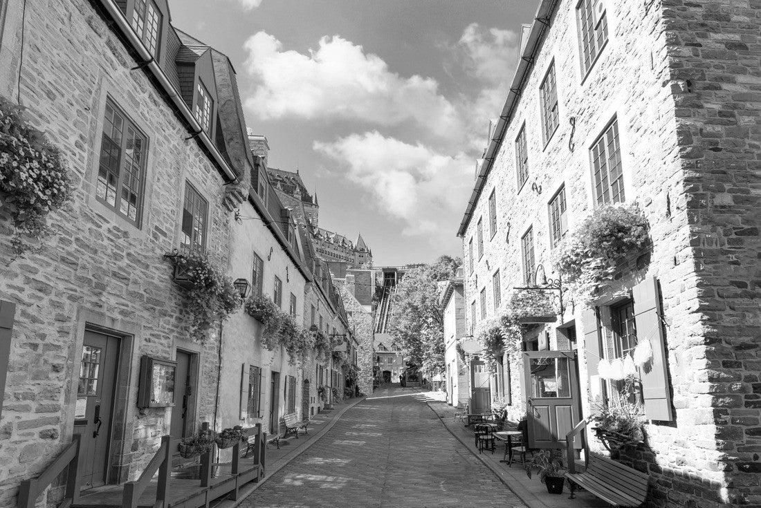 Canada, Old Quebec City tourist attractions, Petit Champlain lower town and shopping area 2000pc PuzzleBlack and White