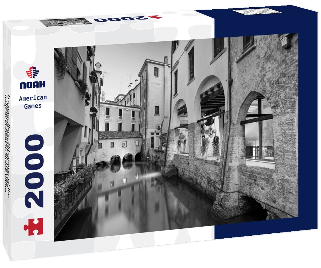 Treviso, Italy. Cityscape of the historic center of Treviso, Italy at sunset 2000pc PuzzleBlack and White