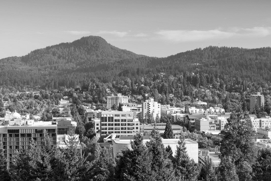 Eugene, Oregon, USA downtown cityscape and mountains in the afternoon 2000pc PuzzleBlack and White