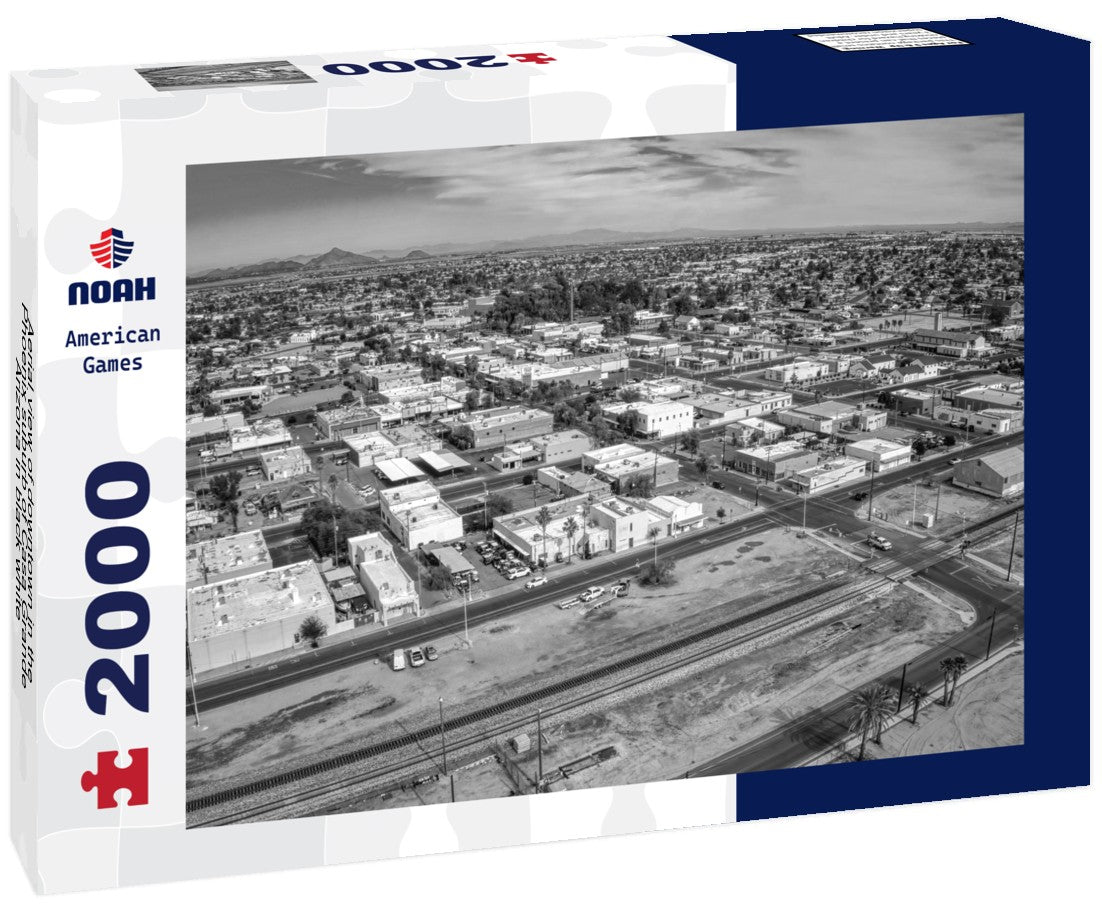 Aerial view of downtown in the Phoenix suburb of Casa Grande, Arizona 2000pc PuzzleBlack and White