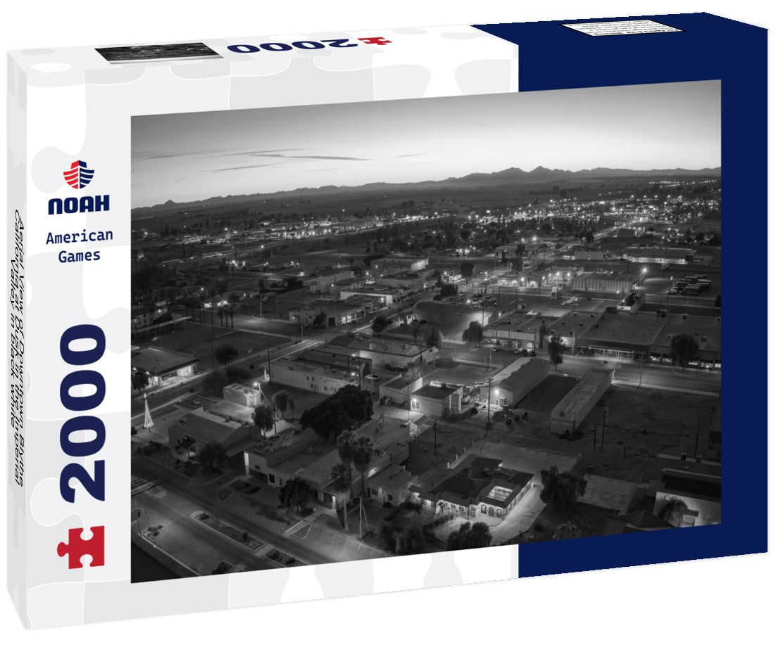 Aerial View of Downtown Blythe California at Dusk in the Imperial Valley 2000pc PuzzleBlack and White