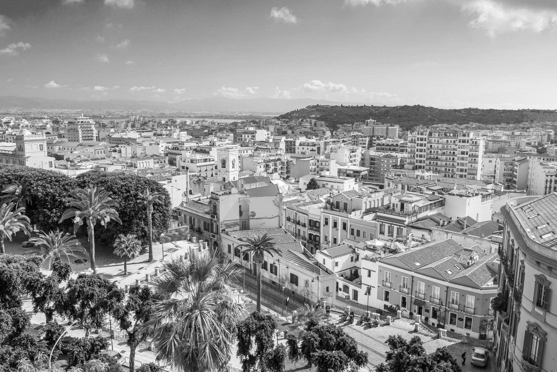 Cagliari, Sardinia, Italy cityscape from above in the morning 2000pc PuzzleBlack and White
