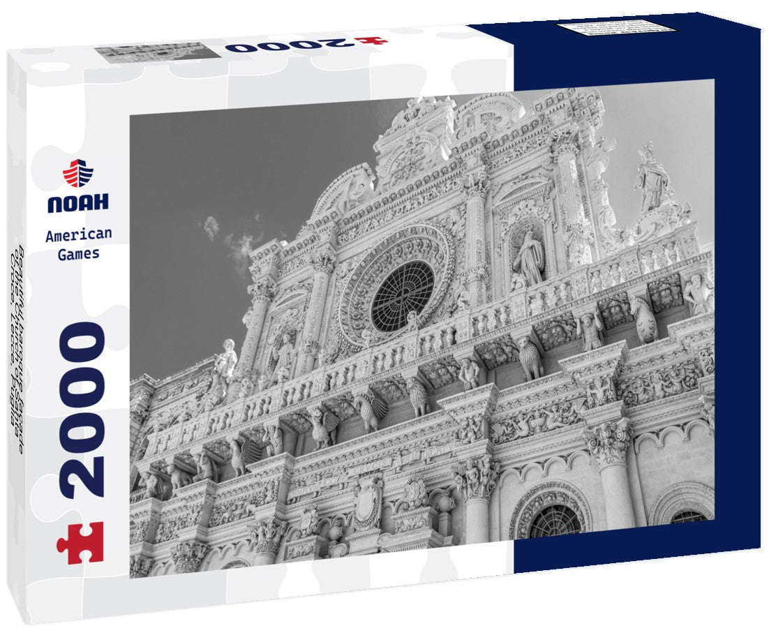 Beautiful baroque façade of the Church of Santa Croce, Lecce, Puglia, Italy 2000pc PuzzleBlack and White