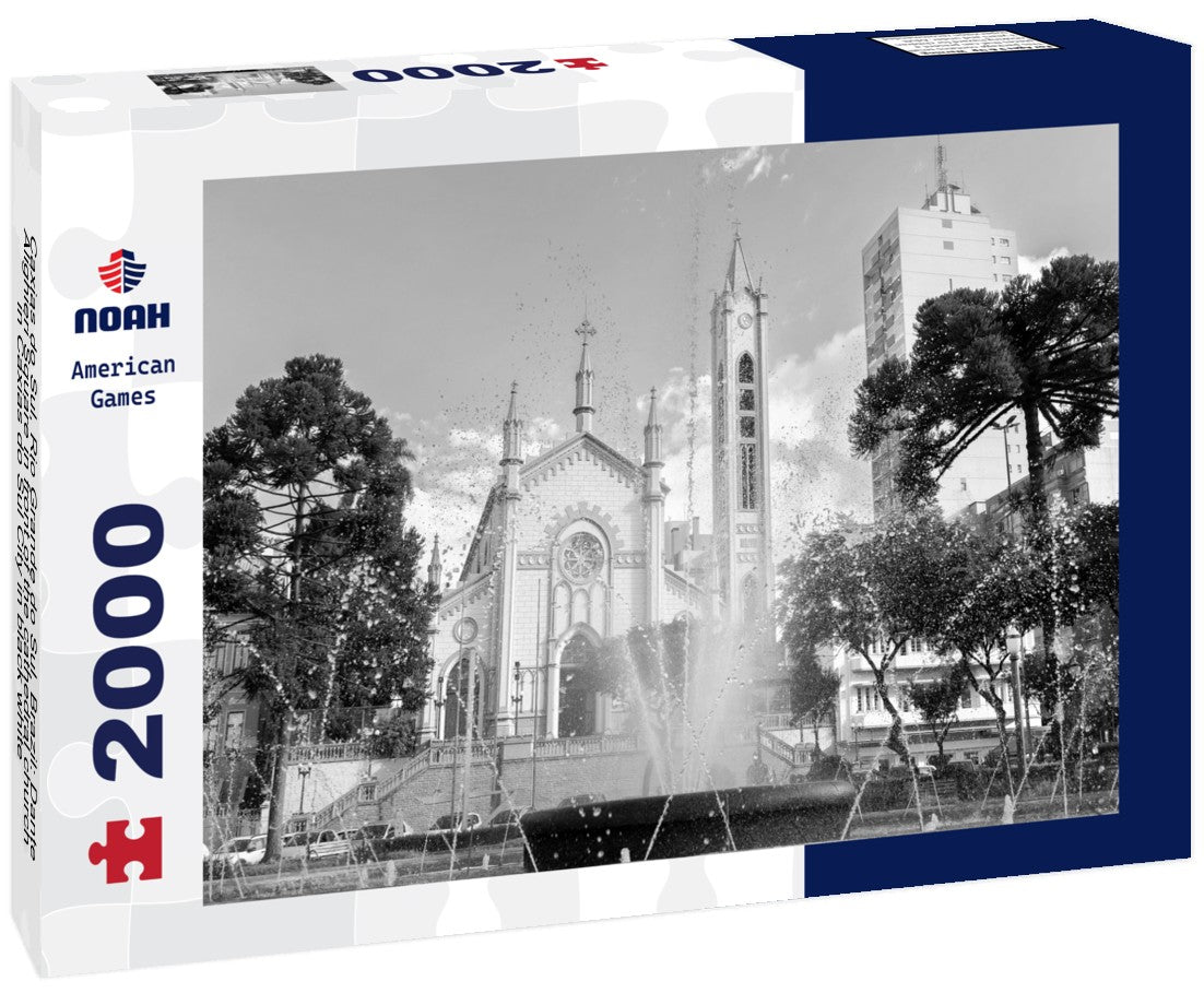 Caxias do Sul, Rio Grande do Sul, Brazil: Dante Alighieri Square in front of the cathedral church in Caxias do Sul City 2000pc PuzzleBlack and White