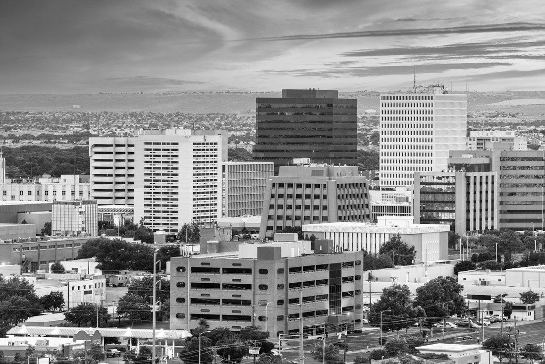 Albuquerque, New Mexico, USA downtown cityscape at dusk 2000pc PuzzleBlack and White