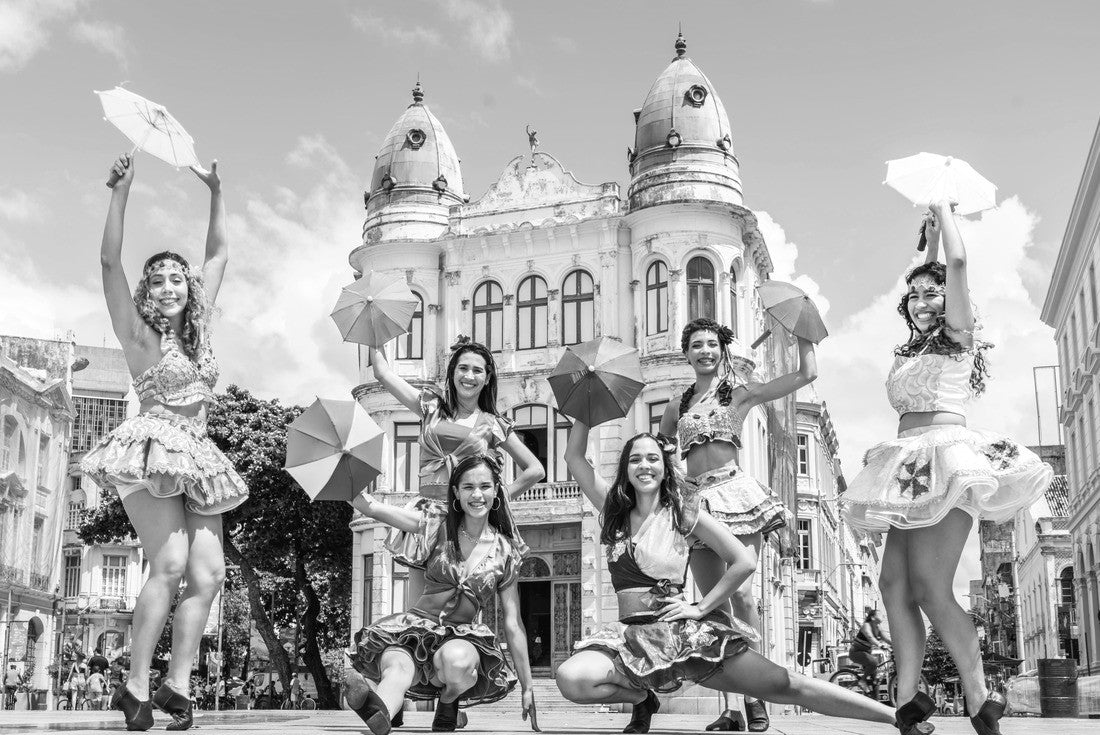 Frevo dancers on the street Carnival in Recife, Pernambuco, Brazil 2000pc PuzzleBlack and White