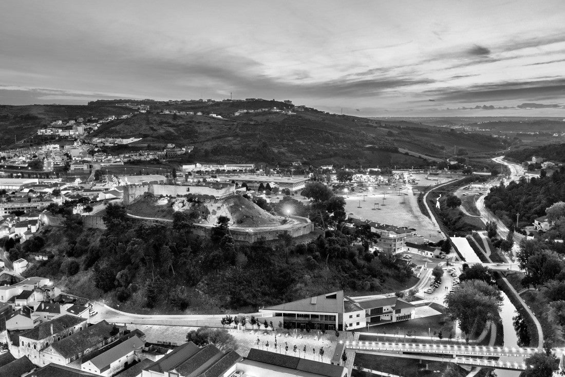 Aerial view of the Torres Vedras Castle near Lisbon in Portugal at sunset 2000pc PuzzleBlack and White