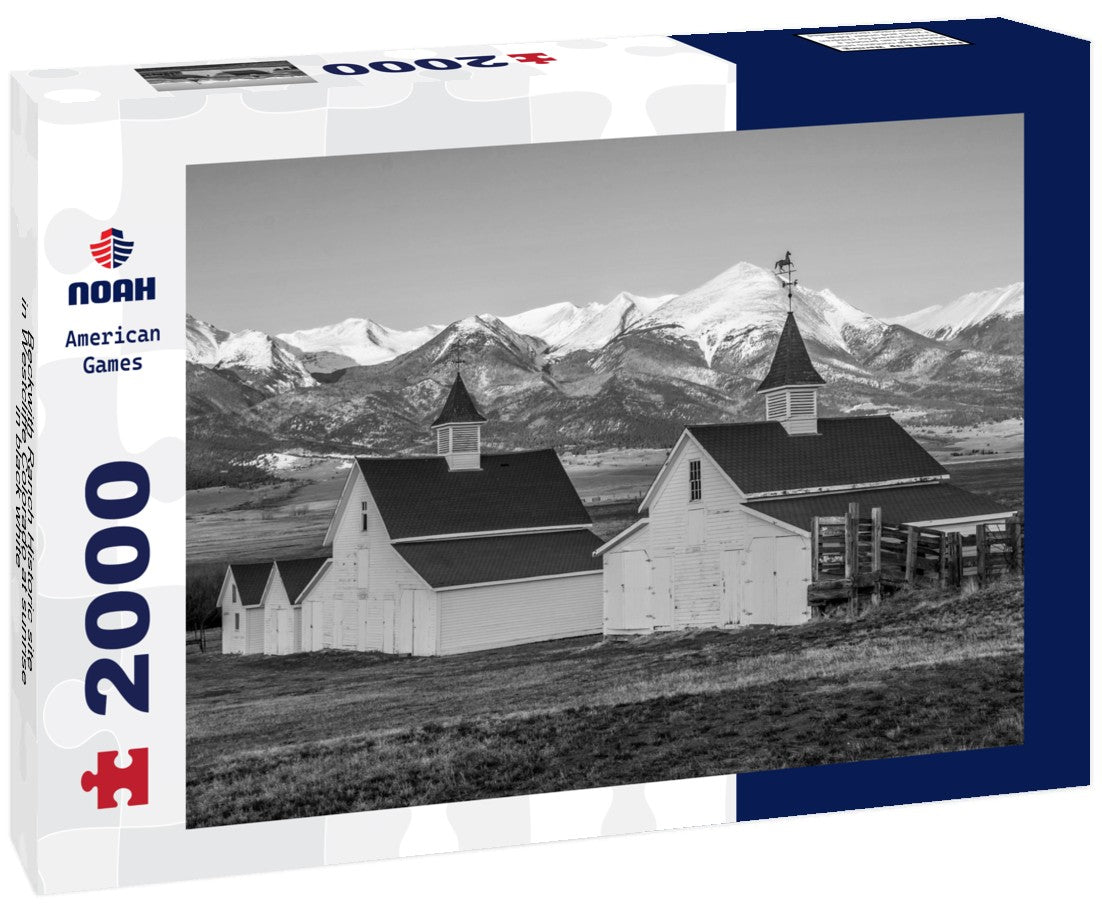 Beckwith Ranch Historic site in Westcliffe Colorado at sunrise 2000pc PuzzleBlack and White