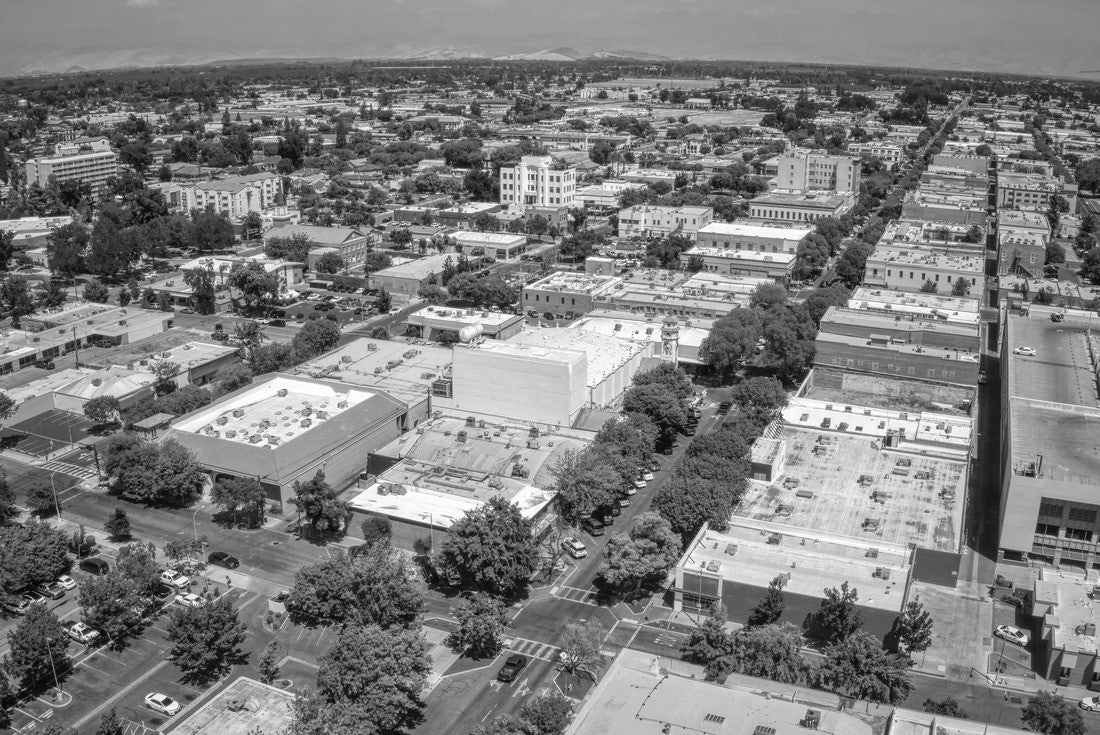 Aerial View of Downtown Visalia, California in Spring 2000pc PuzzleBlack and White