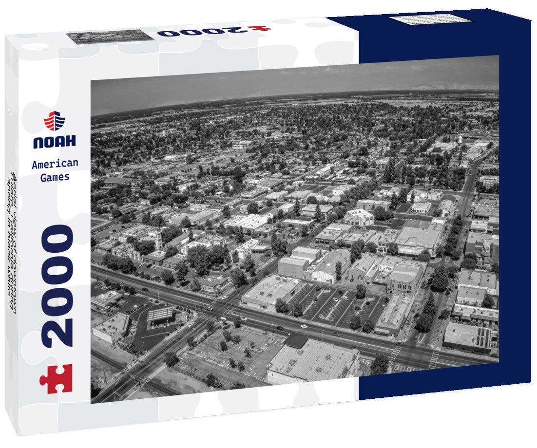 Aerial view of downtown Tulare, California during spring 2000pc PuzzleBlack and White