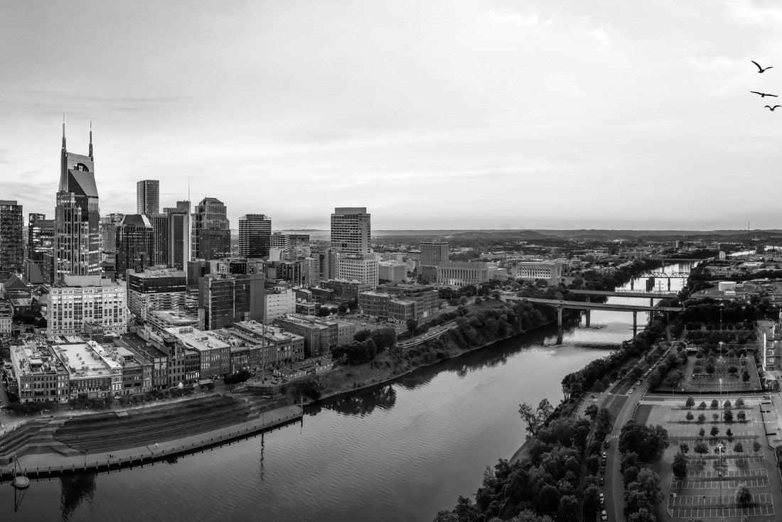 Nashville skyline with braodway and sunset 2000pc PuzzleBlack and White
