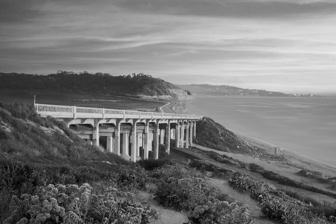 Noah Jigsaw Puzzle Sunset Seat Torrey Pines State Beach - San Diego, California in black white 2000 pieces