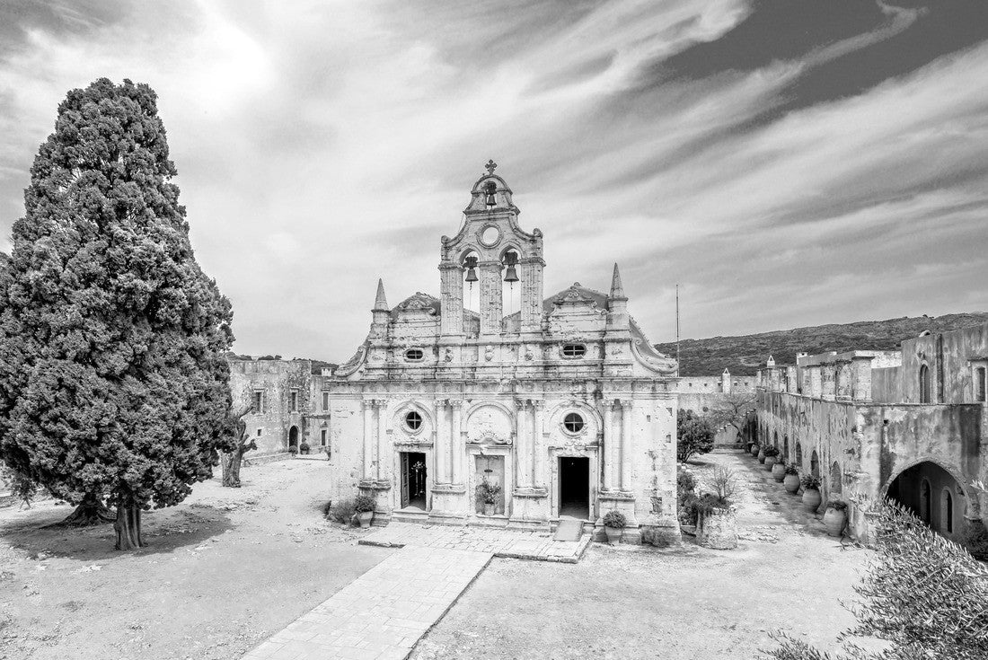 Front of the Church, Monastery Arkadi in Arkadi, Crete, Greece 2000pc PuzzleBlack and White