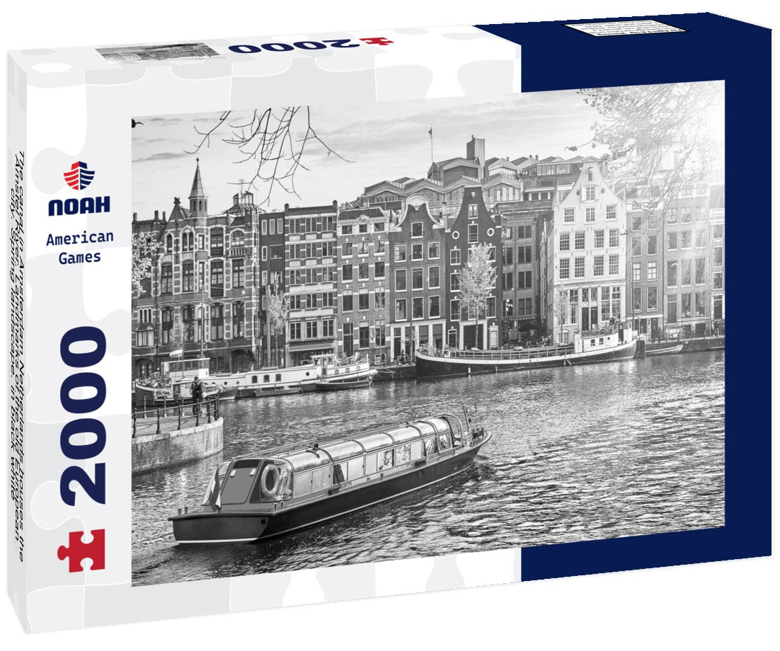The canal in Amsterdam Netherlands houses the Amstel River. Landmarks of the old European city. Spring landscape. 2000pc PuzzleBlack and White
