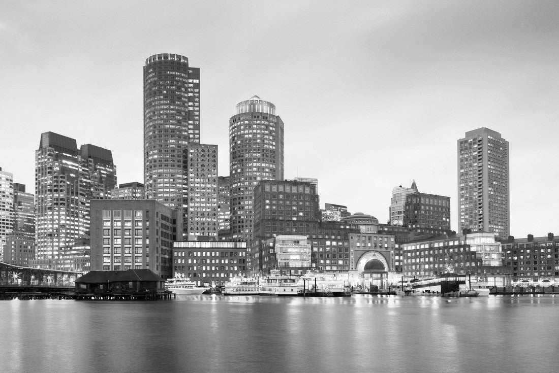 Financial District Skyline and Harbor at Dusk, Boston, Massachusetts, USA. 2000pc PuzzleBlack and White