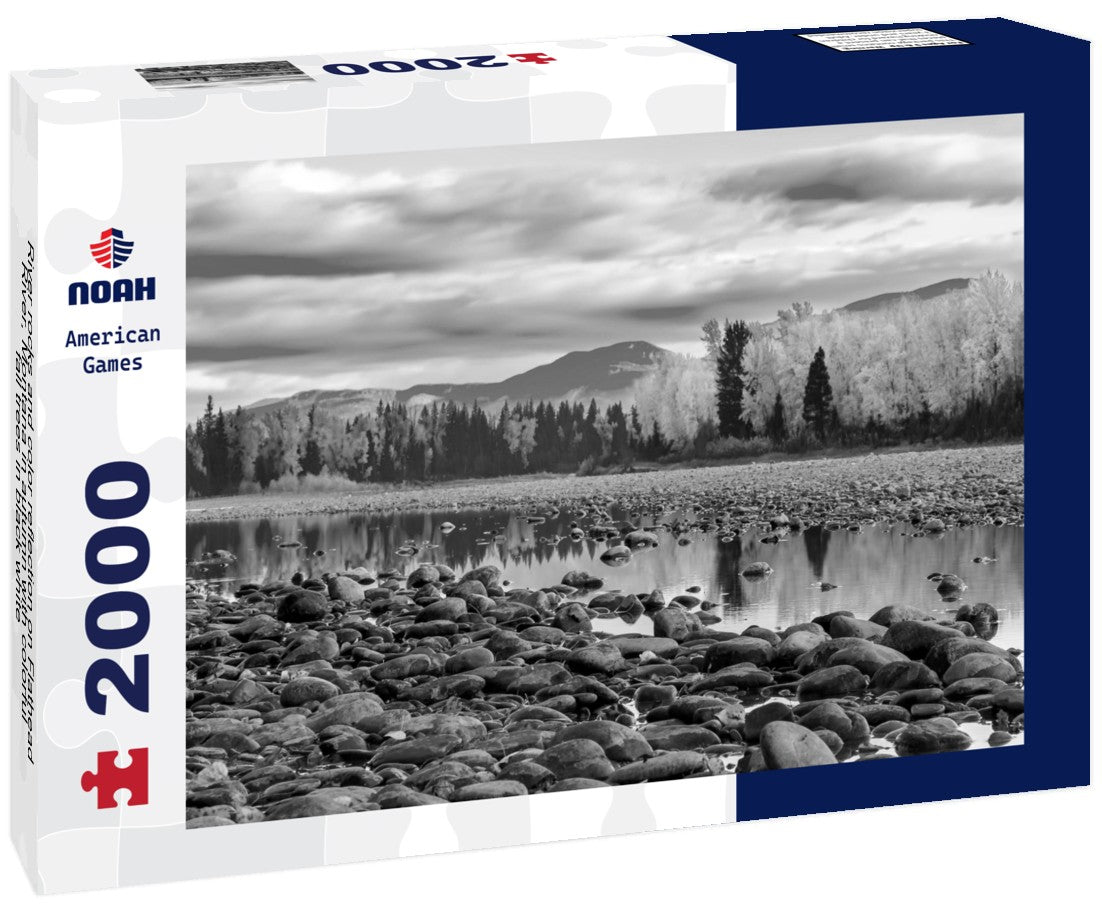 River rocks and color reflection on Flathead River, Montana in autumn with colorful fall trees 2000pc PuzzleBlack and White