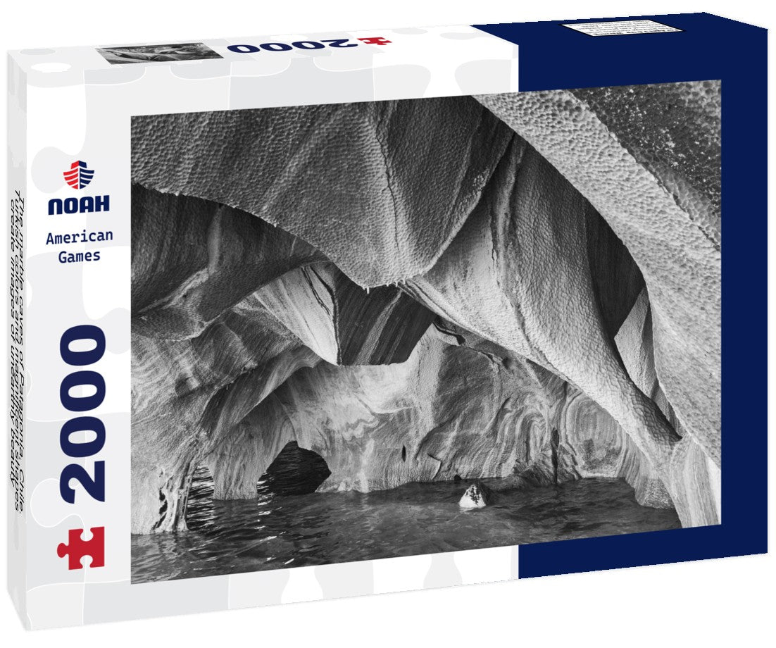 The marble caves of Patagonia, Chile. Turkish colors and magnificent shapes create images of unearthly beauty, designed by nature 2000pc PuzzleBlack and White