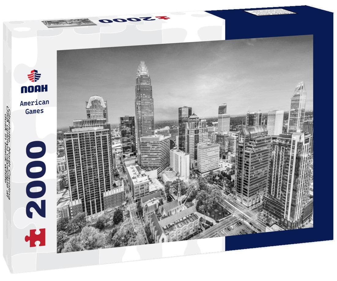 Charlotte, North Carolina, USA uptown cityscape at dusk 2000pc PuzzleBlack and White